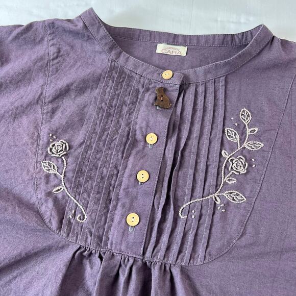Hikosen Cara Purple Tunic Women's Shirt size Large Embroidered - Picture 6 of 6